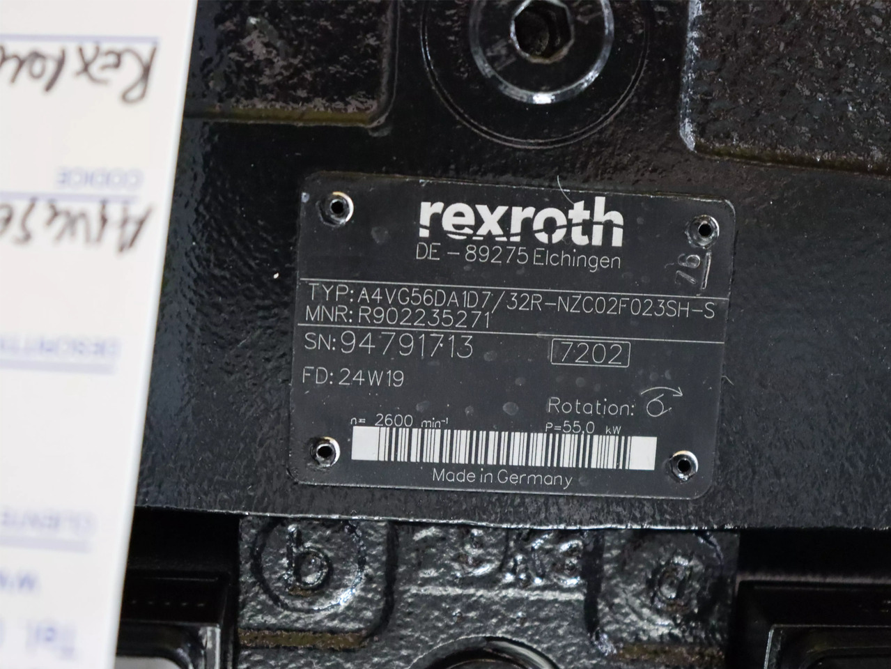 REXROTH A4VG56DA1D7/32R-NZC02F023SH-S - Hydraulic pump for Material handling equipment: picture 3 REXROTH A4VG56DA1D7/32R-NZC02F023SH-S - Hydraulic pump for Material handling equipment: picture 3