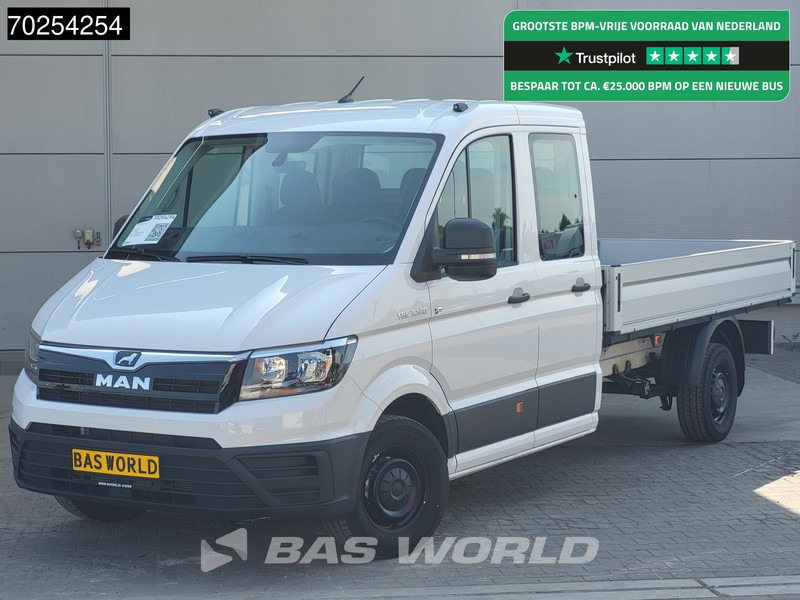 MAN TGE 3.140 Automaat Open laadbak 2.5t trekhaak Dubbel Cabine Airco Cruise Pritsche Pickup Airco Trekhaak Cruise control - Flatbed van: picture 1 MAN TGE 3.140 Automaat Open laadbak 2.5t trekhaak Dubbel Cabine Airco Cruise Pritsche Pickup Airco Trekhaak Cruise control - Flatbed van: picture 1