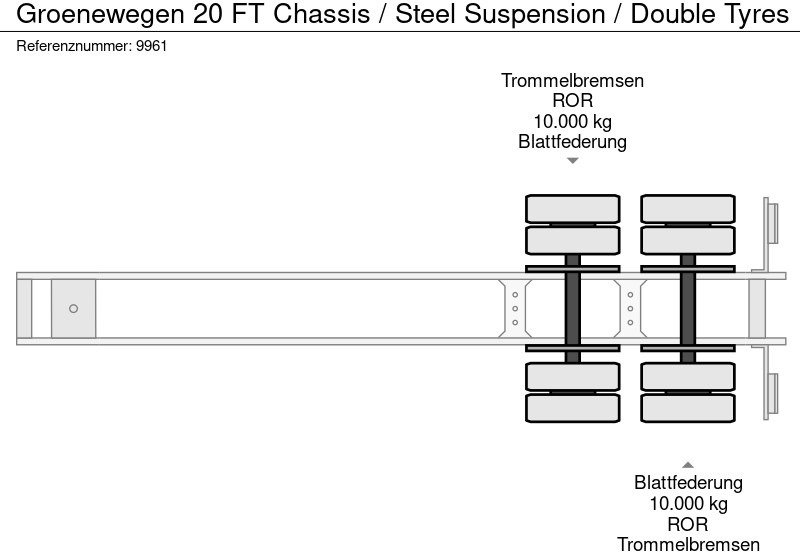 Container transporter/ Swap body semi-trailer Groenewegen 20 FT Chassis / Steel Suspension / Double Tyres: picture 9