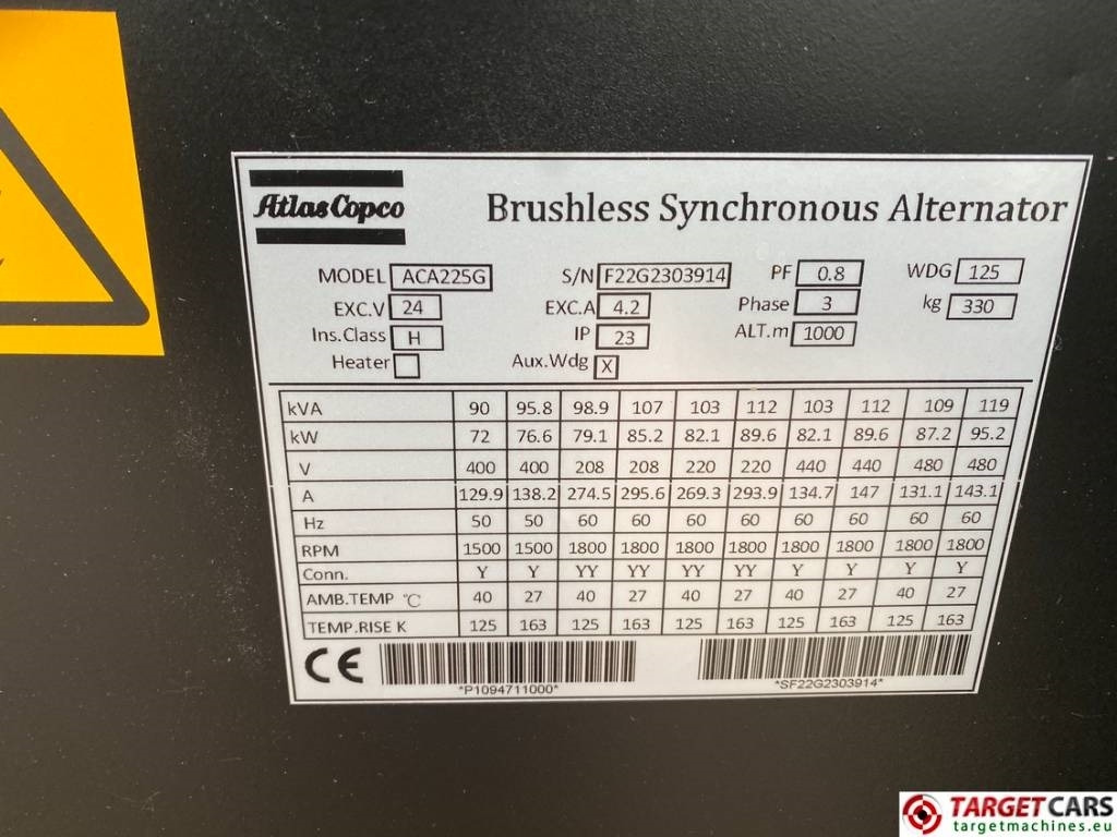 Generator set Atlas Copco QES80 Diesel 90KVA Generator 400/230V Unusde: picture 12 Generator set Atlas Copco QES80 Diesel 90KVA Generator 400/230V Unusde: picture 12