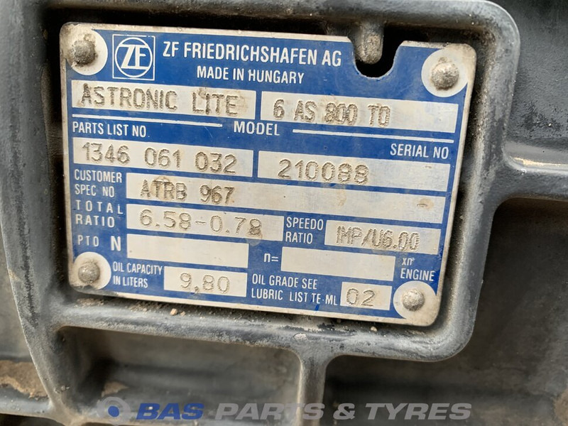 DAF LF Euro 6 DAF 6AS800 TO AS Tronic Lite Versnellingsbak 6AS800 TO - Gearbox for Truck: picture 5 DAF LF Euro 6 DAF 6AS800 TO AS Tronic Lite Versnellingsbak 6AS800 TO - Gearbox for Truck: picture 5