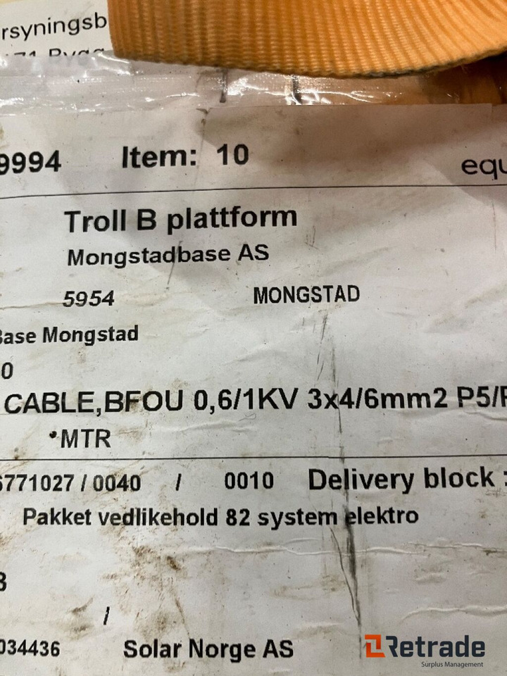 Cable BFOU 0,6/1KV 3x4/6mm 130 meter - Construction equipment: picture 3 Cable BFOU 0,6/1KV 3x4/6mm 130 meter - Construction equipment: picture 3