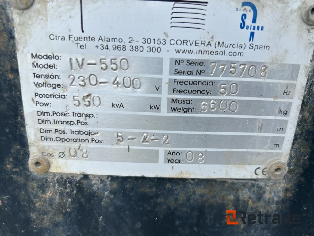 2008 Generator Winmesol IV-550 - Construction machinery: picture 5 2008 Generator Winmesol IV-550 - Construction machinery: picture 5