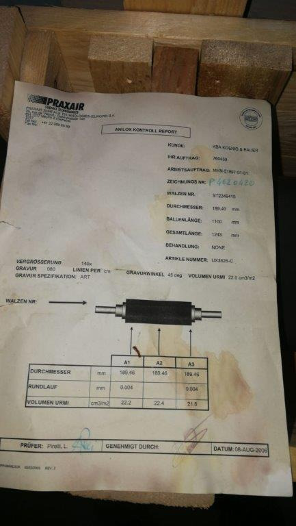 Zecher anilox roller for KBA Rapida RA 105 - Spare parts for Printing machinery: picture 3 Zecher anilox roller for KBA Rapida RA 105 - Spare parts for Printing machinery: picture 3