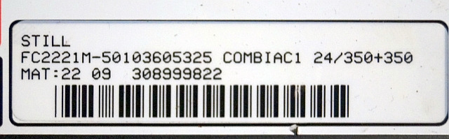 Still 50103605325 | Controller Combi AC1 24/350+350 mat 22 09 sn. 308999822 from - ECU for Material handling equipment: picture 3 Still 50103605325 | Controller Combi AC1 24/350+350 mat 22 09 sn. 308999822 from - ECU for Material handling equipment: picture 3