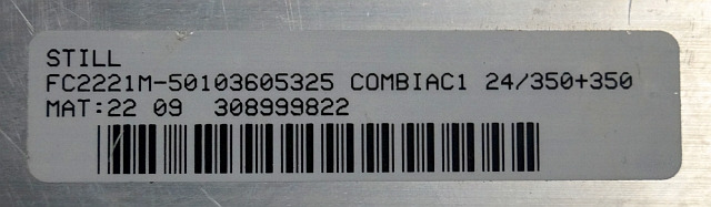Still 50103605325 | Controller Combi AC1 24/350+350 mat 22 09 sn. 308999822 from - ECU for Material handling equipment: picture 4 Still 50103605325 | Controller Combi AC1 24/350+350 mat 22 09 sn. 308999822 from - ECU for Material handling equipment: picture 4