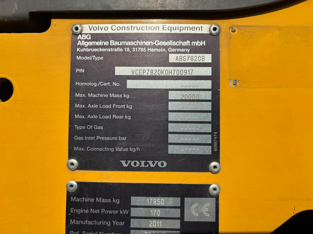VOLVO ABG 7820B - Asphalt paver: picture 4 VOLVO ABG 7820B - Asphalt paver: picture 4