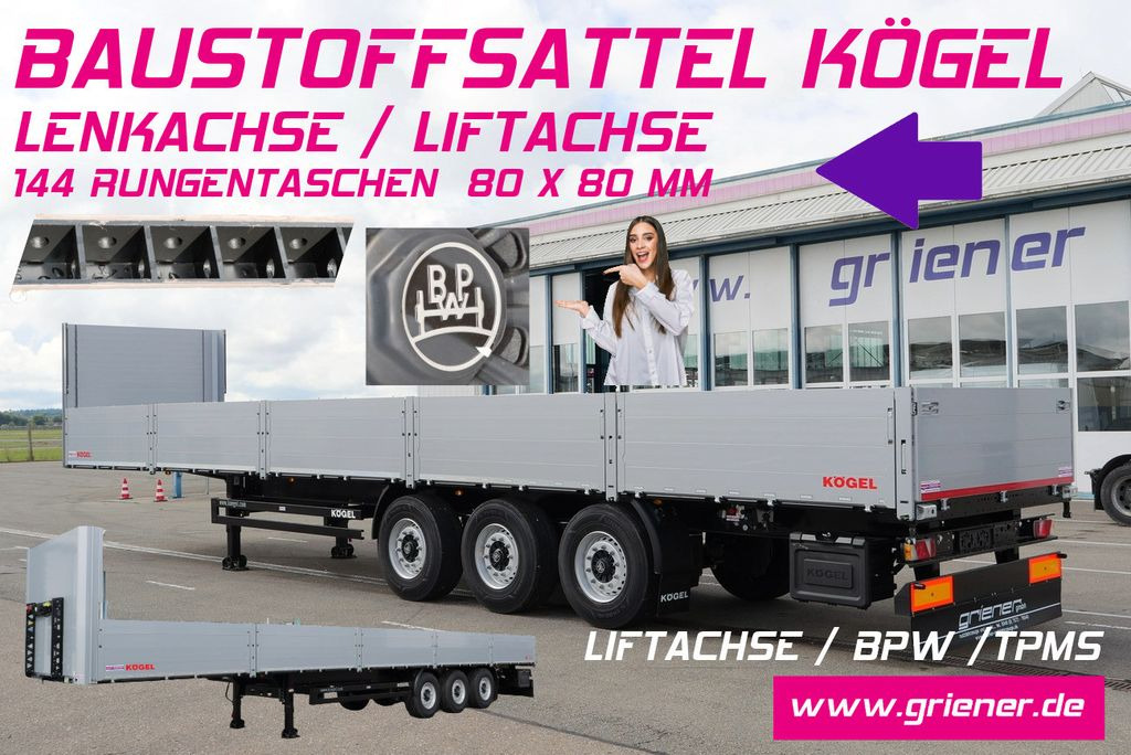Kögel SN24/ BW 800 mm/144 x rungent. BPW/ LENKACHSE Kögel SN24/ BW 800 mm/144 x rungent. BPW/ LENKACHSE - Dropside/ Flatbed semi-trailer: picture 1 Kögel SN24/ BW 800 mm/144 x rungent. BPW/ LENKACHSE Kögel SN24/ BW 800 mm/144 x rungent. BPW/ LENKACHSE - Dropside/ Flatbed semi-trailer: picture 1