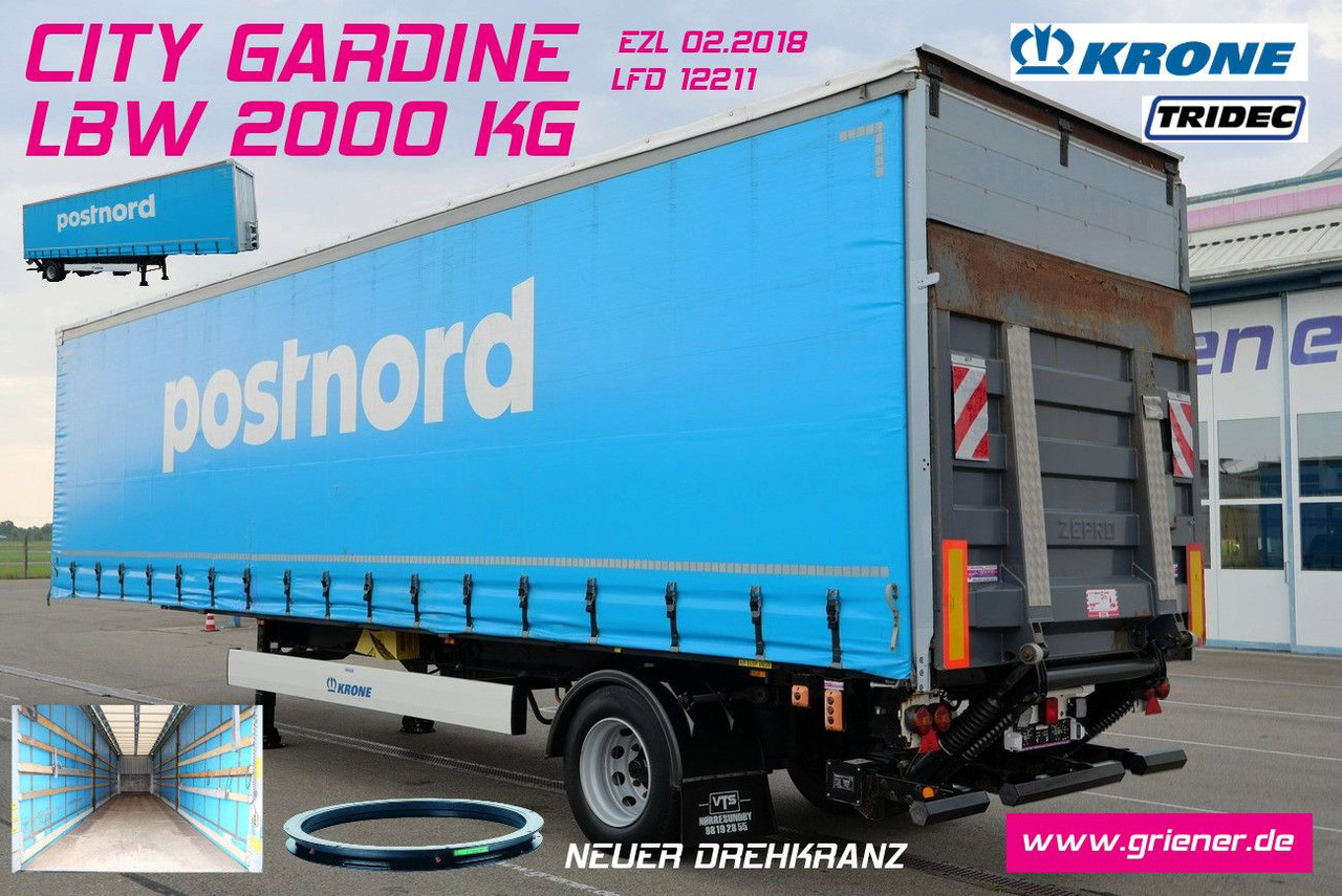 Krone CITYSATTEL  KRONE 1-achs SEP 10/ BPW/TRIDEC lenk - Curtainsider semi-trailer: picture 1 Krone CITYSATTEL  KRONE 1-achs SEP 10/ BPW/TRIDEC lenk - Curtainsider semi-trailer: picture 1