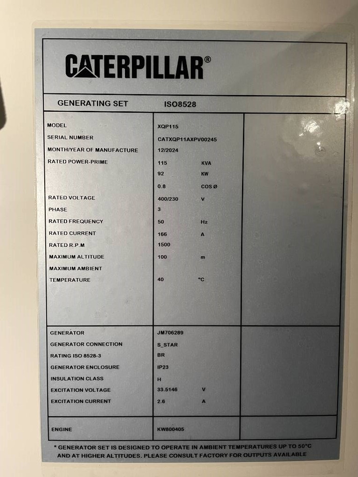 Generator set CAT XQP115 - Generator 115 kVA Stage V - DPX-18125: picture 6