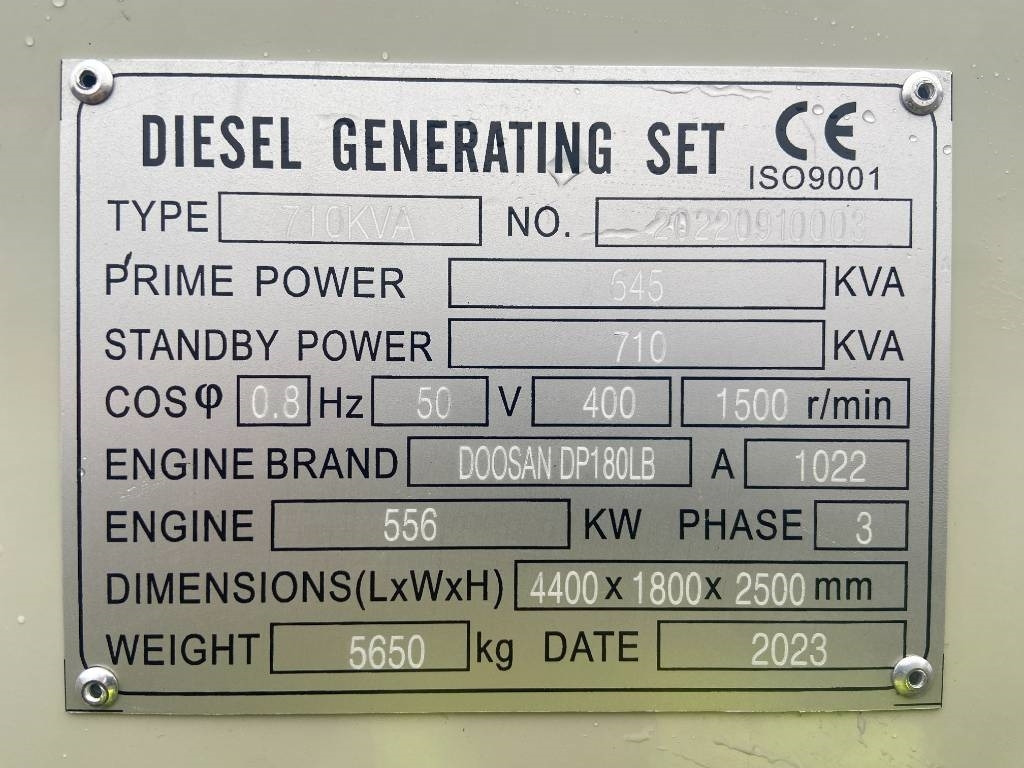 Doosan DP180LB - 710 kVA Generator - DPX 19857 - Generator set: picture 4 Doosan DP180LB - 710 kVA Generator - DPX 19857 - Generator set: picture 4