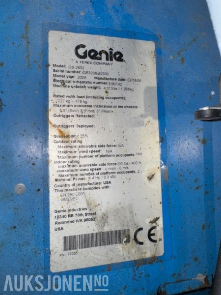 Aerial platform 2006 Genie GS2632 sakselift / 10 meter: picture 21 Aerial platform 2006 Genie GS2632 sakselift / 10 meter: picture 21