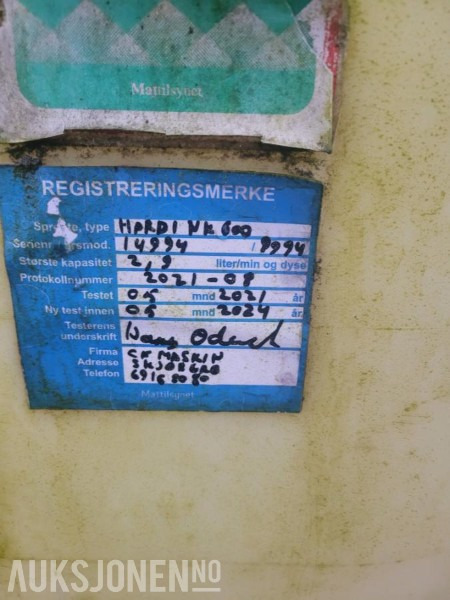 1900 Hardi Nk 600liter - Agricultural machinery: picture 5 1900 Hardi Nk 600liter - Agricultural machinery: picture 5