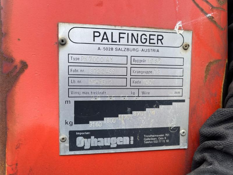 1987 Palfinger PK7000 AY Lastebilkran - Truck: picture 4 1987 Palfinger PK7000 AY Lastebilkran - Truck: picture 4