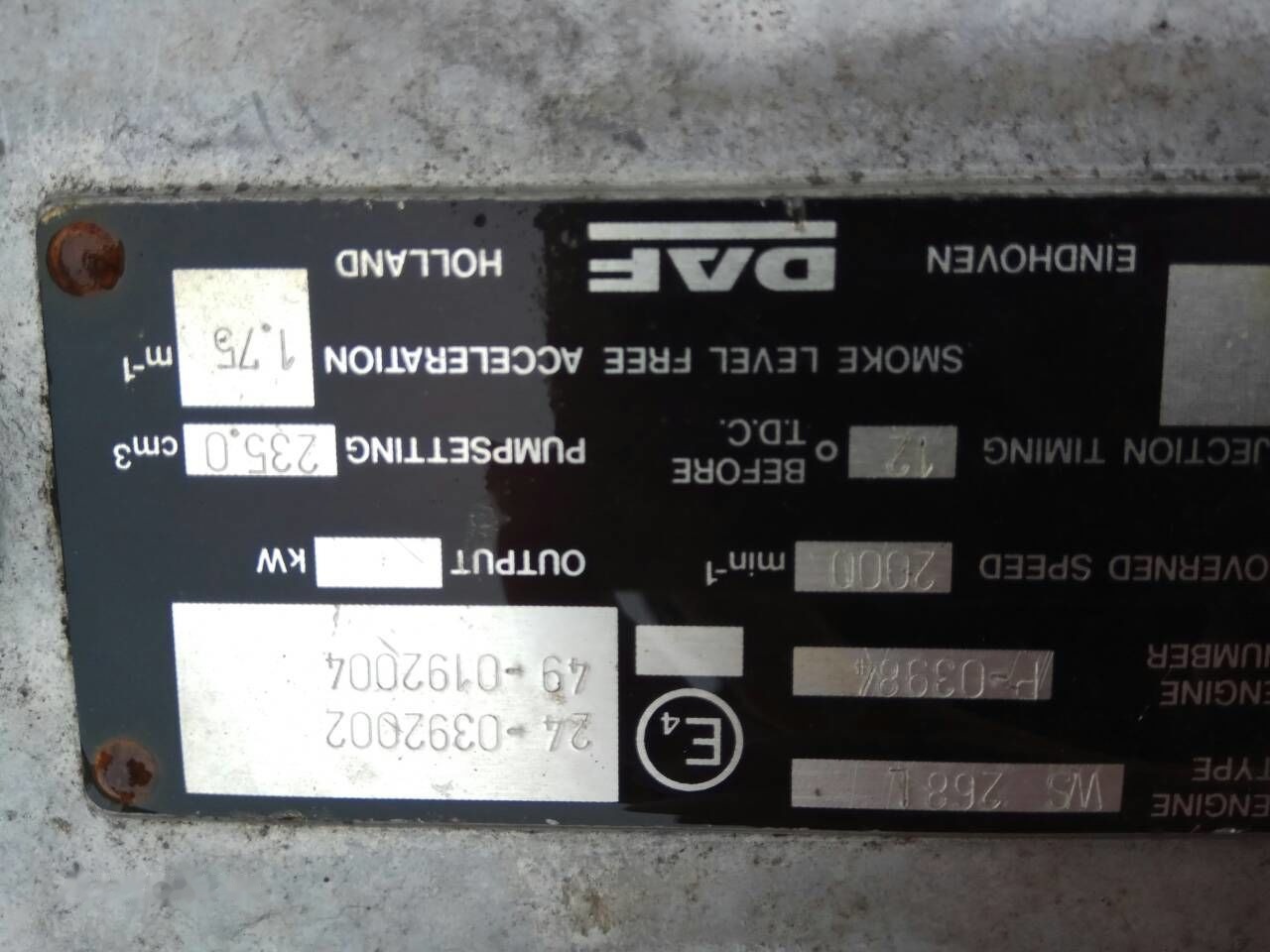 DAF ATI WS268 DAF ATI DAF 85 95 - Engine for Truck: picture 3 DAF ATI WS268 DAF ATI DAF 85 95 - Engine for Truck: picture 3