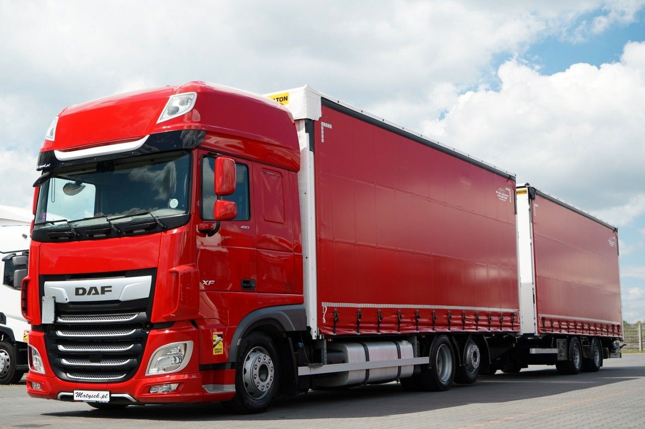 DAF XF 480 / ZESTAW TANDEM 120 M3 / PRZEJAZDOWY / WI - Curtainsider truck: picture 1 DAF XF 480 / ZESTAW TANDEM 120 M3 / PRZEJAZDOWY / WI - Curtainsider truck: picture 1