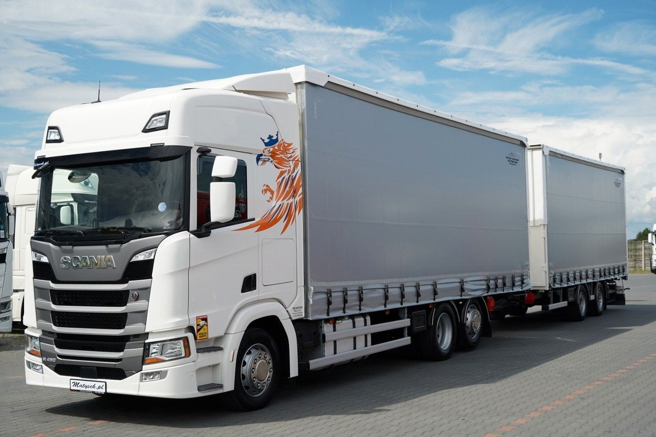 Scania R 450 / ZESTAW TANDEM 120 M3 / PRZEJAZDOWY / OŚ - Curtainsider truck: picture 1 Scania R 450 / ZESTAW TANDEM 120 M3 / PRZEJAZDOWY / OŚ - Curtainsider truck: picture 1
