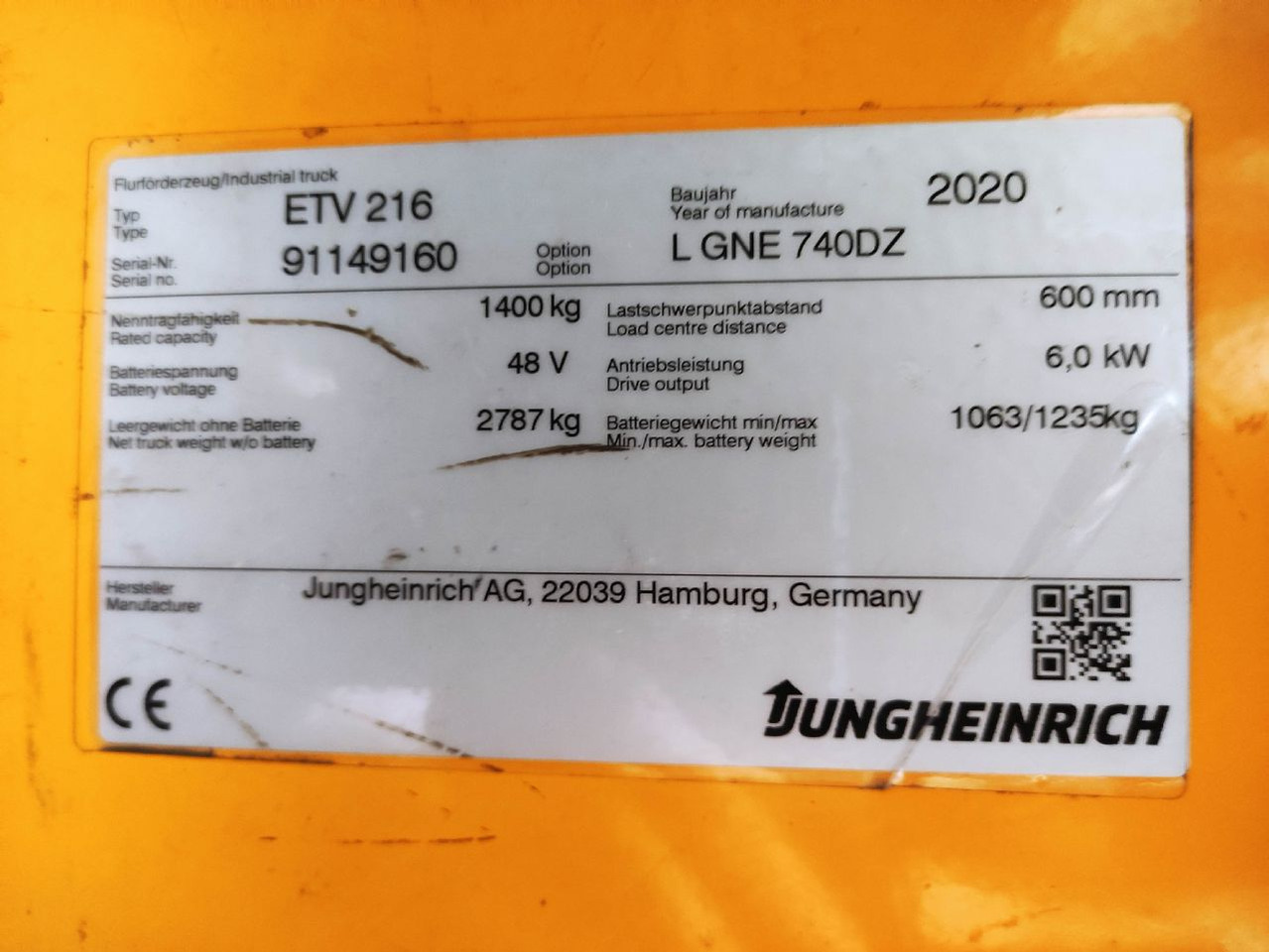 Reach truck Jungheinrich ETV 216: picture 7