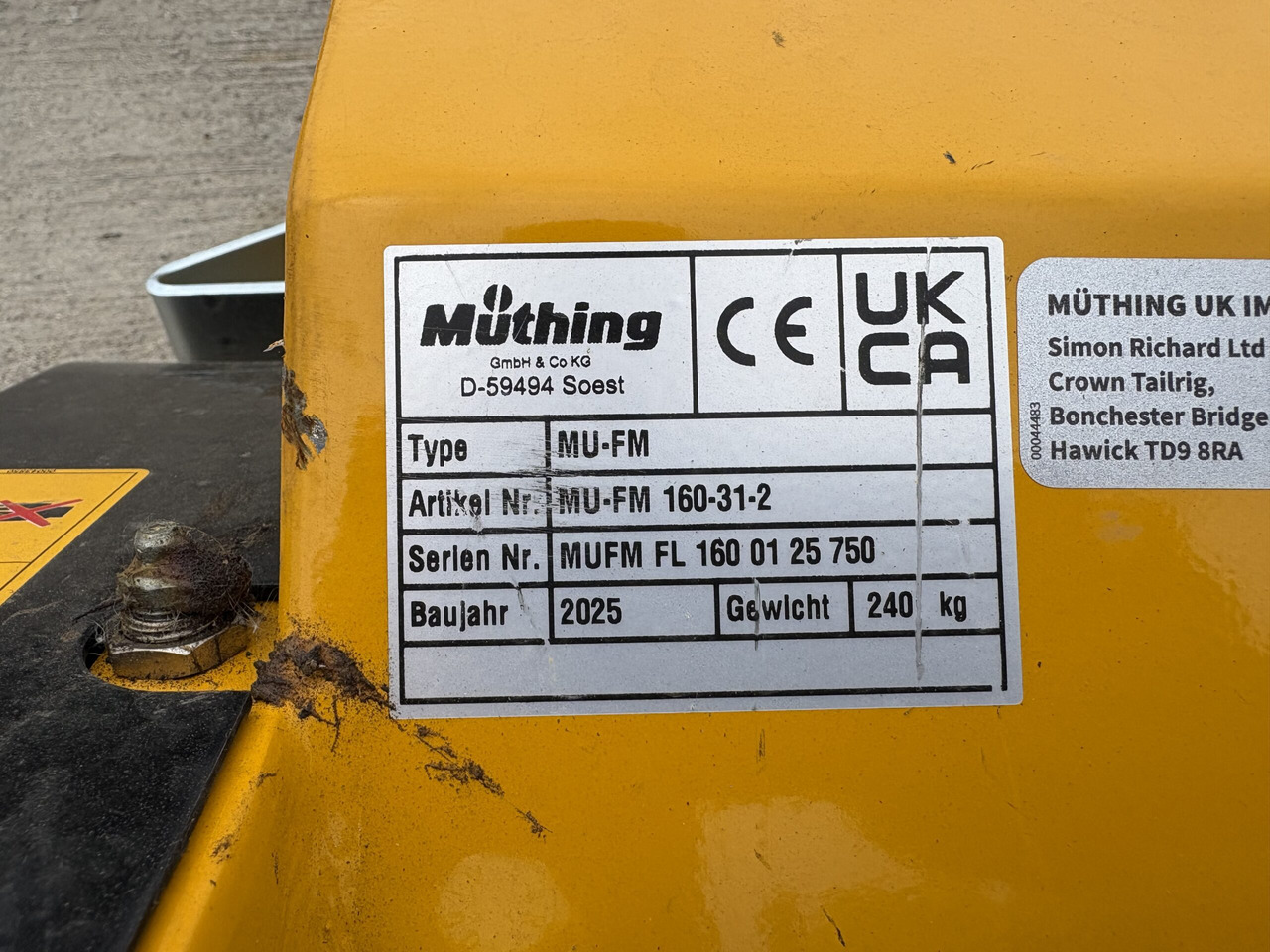 Muthing MU-FM160 JD Outfront Flail Mower Demo - Flail mower: picture 4 Muthing MU-FM160 JD Outfront Flail Mower Demo - Flail mower: picture 4