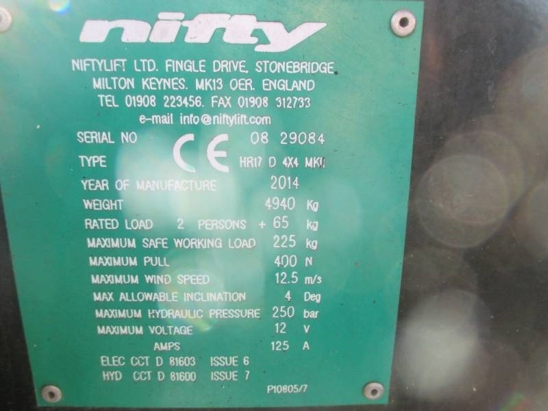 Articulated boom Niftylift HR 17 D 4x4: picture 14