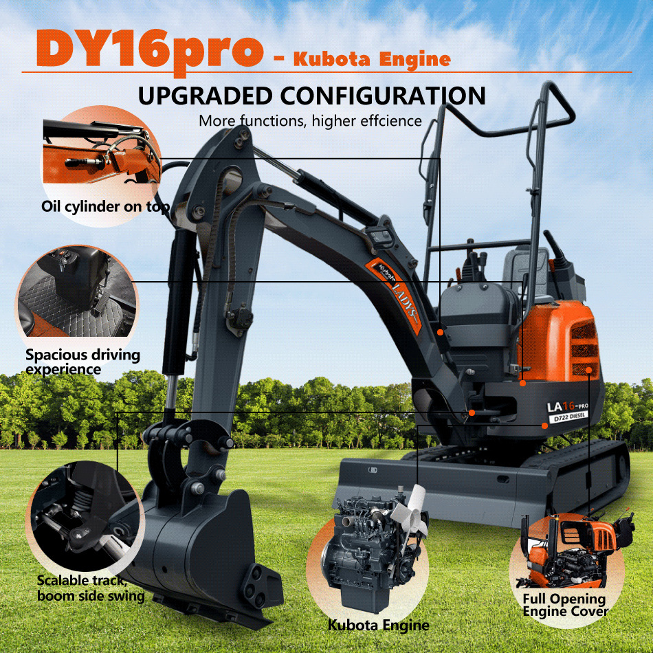 LADYS LA16Pro Mini Excavator Digger Miniexcavadora EPA Kubota Engine Mini Excavator For Sale With Mini Excavator Attachment Set - Mini excavator: picture 3 LADYS LA16Pro Mini Excavator Digger Miniexcavadora EPA Kubota Engine Mini Excavator For Sale With Mini Excavator Attachment Set - Mini excavator: picture 3