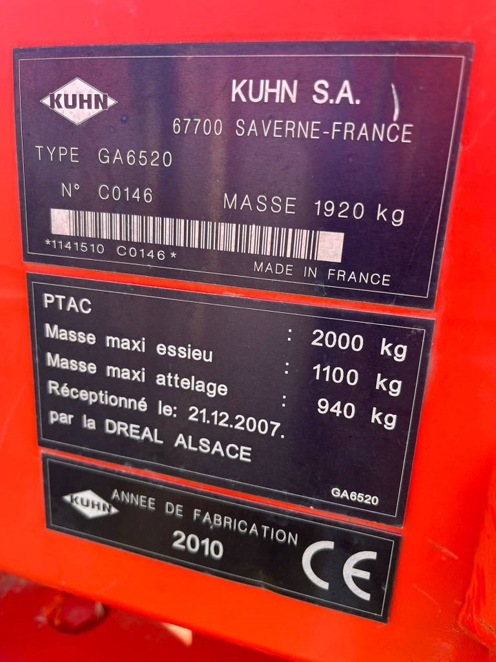 Kuhn 6520 - Tedder/ Rake: picture 3 Kuhn 6520 - Tedder/ Rake: picture 3