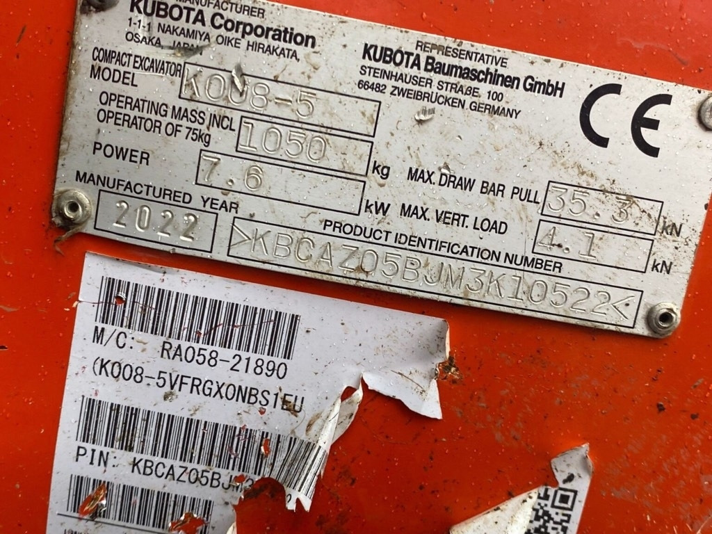Kubota K008-5 - Mini excavator: picture 5 Kubota K008-5 - Mini excavator: picture 5