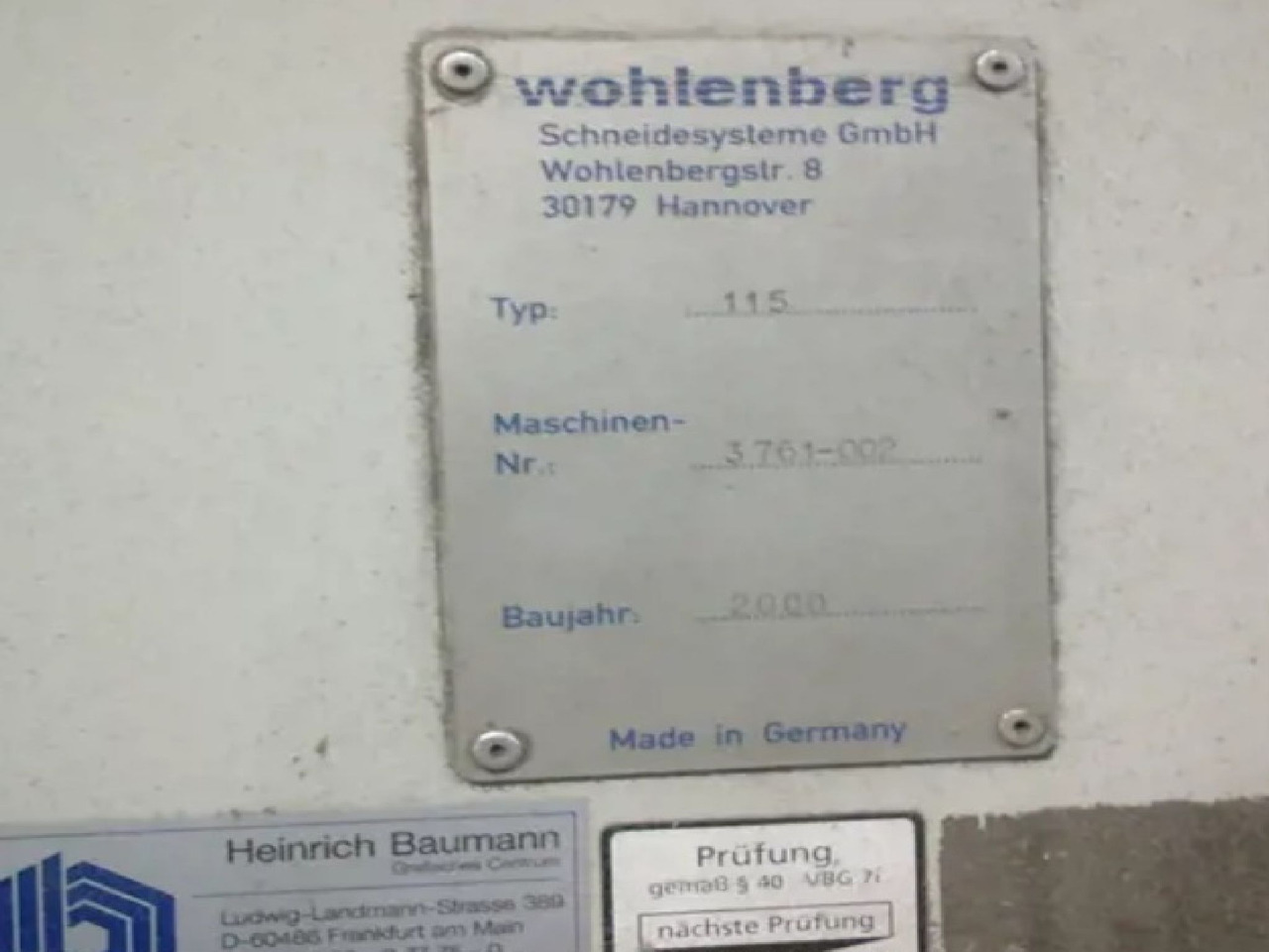 Wohlenberg 115 - Paper cutting machine: picture 4 Wohlenberg 115 - Paper cutting machine: picture 4