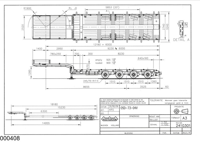 Nooteboom Lowbed 19.58 Meter, Extandable, Twistlocks, 82.750 KG - Low loader semi-trailer: picture 2 Nooteboom Lowbed 19.58 Meter, Extandable, Twistlocks, 82.750 KG - Low loader semi-trailer: picture 2