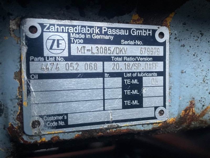 Axle and parts for Construction machinery Werklust WG35E-ZF MT-L3085/DKV - Axle/Achse/As: picture 8