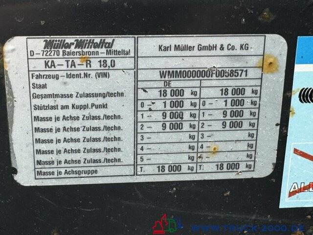 Müller-Mitteltal KA-TA- R 18,0 Tandem 3 Seitenkipper NL 13.500kg - Tipper trailer: picture 4 Müller-Mitteltal KA-TA- R 18,0 Tandem 3 Seitenkipper NL 13.500kg - Tipper trailer: picture 4