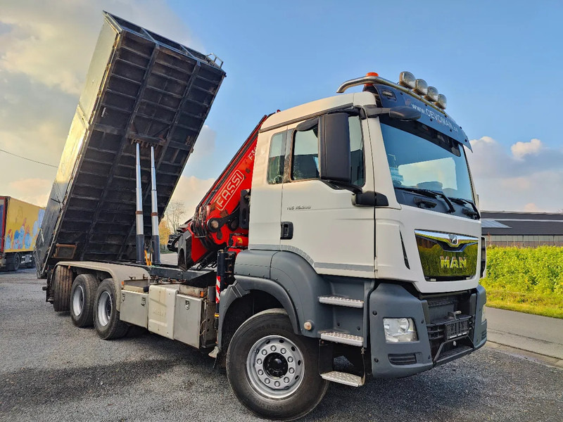 Tipper, Crane truck MAN Tridem 8x4 Euro6 Kipper Kraan Fassi F365: picture 15