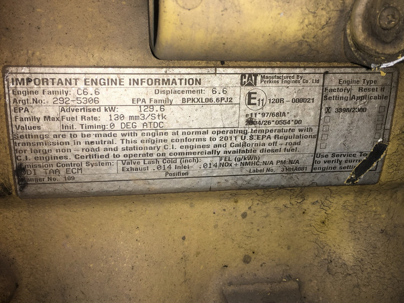 Construction machinery Caterpillar C6.6 C6E-2925306 USED: picture 6 Construction machinery Caterpillar C6.6 C6E-2925306 USED: picture 6