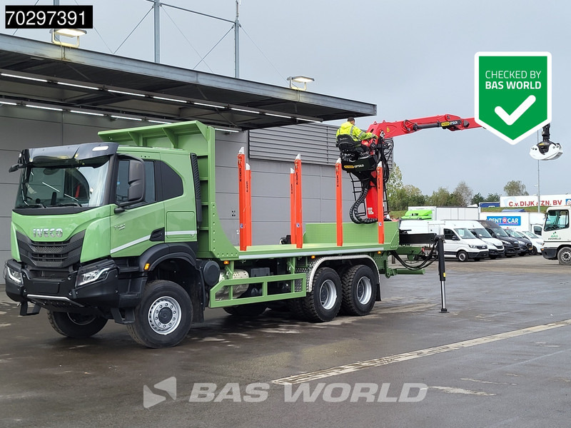 Iveco T-Way 450 6X6 UNUSED! Palfinger Q150Z Crane Retarder Holztransport Big-Axle LED Euro 6 - Timber truck, Crane truck: picture 1 Iveco T-Way 450 6X6 UNUSED! Palfinger Q150Z Crane Retarder Holztransport Big-Axle LED Euro 6 - Timber truck, Crane truck: picture 1