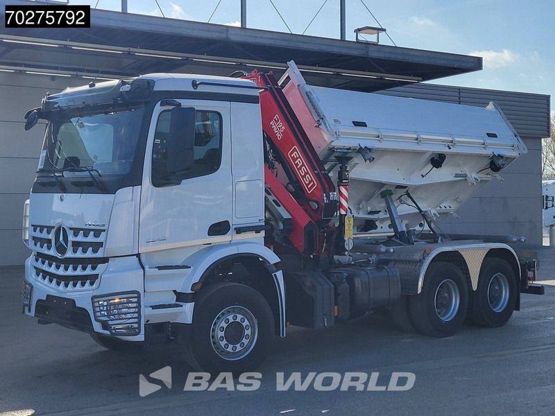 Tipper, Crane truck Mercedes-Benz Arocs 3348 6X4 Fasi F195A.2.24 Kran 3 sided tipper 9m3 Big-Axle Navi Euro 6: picture 7
