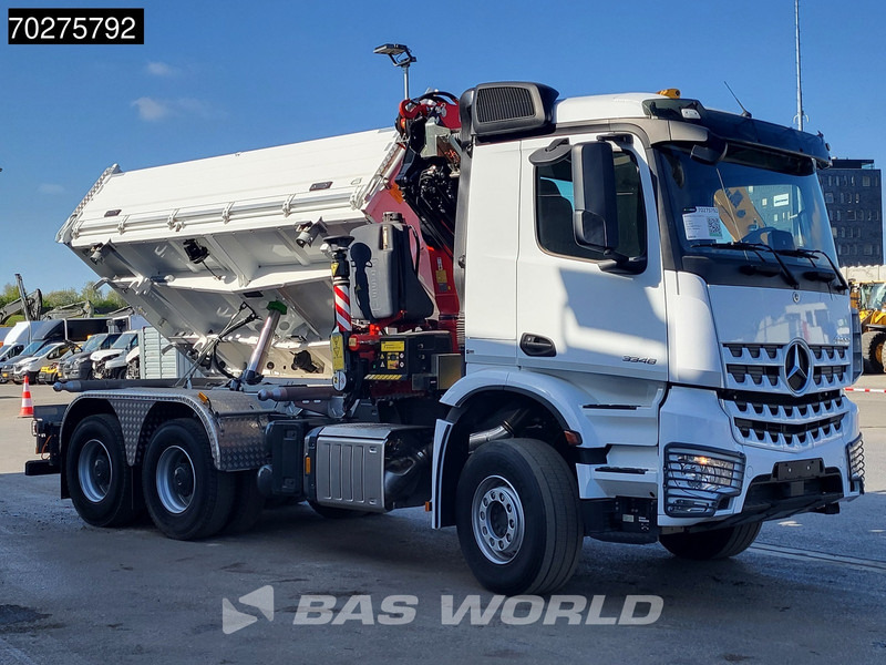 Tipper, Crane truck Mercedes-Benz Arocs 3348 6X4 Fasi F195A.2.24 Kran 3 sided tipper 9m3 Big-Axle Navi Euro 6: picture 9