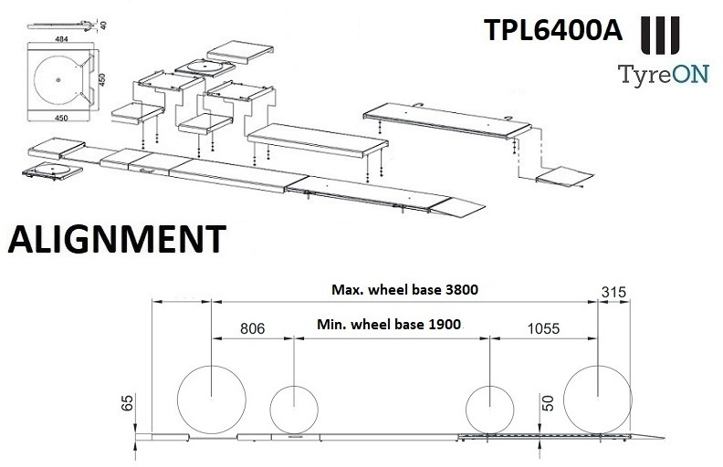 TPL6400A 4 post alignment lift - 5,2 m runways - 6.4T - Workshop equipment: picture 4 TPL6400A 4 post alignment lift - 5,2 m runways - 6.4T - Workshop equipment: picture 4