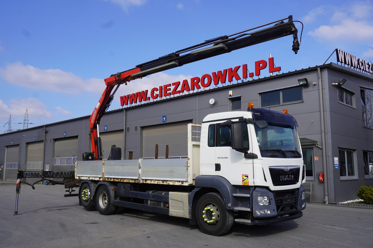 MAN TGS 26.360 Flatbed / Fassi F175 7.7 T / steered 3rd axle - Dropside/ Flatbed truck, Crane truck: picture 1 MAN TGS 26.360 Flatbed / Fassi F175 7.7 T / steered 3rd axle - Dropside/ Flatbed truck, Crane truck: picture 1