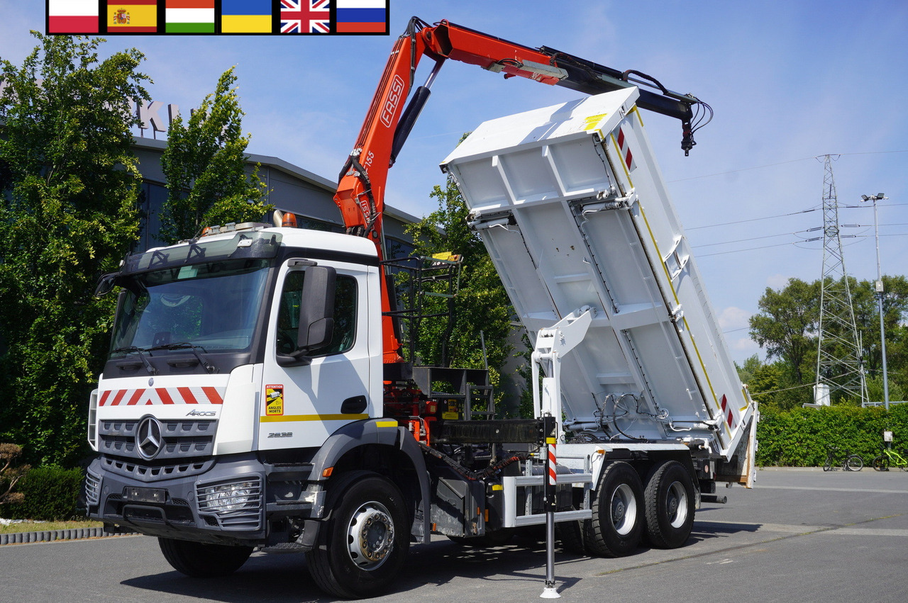 Dropside/ Flatbed truck, Crane truck MERCEDES-BENZ AROCS 2636 / Fassi F155A.0.22 crane 6t / 120 tho. km / 3-sided dump truck / 2 x Bordmatic: picture 1