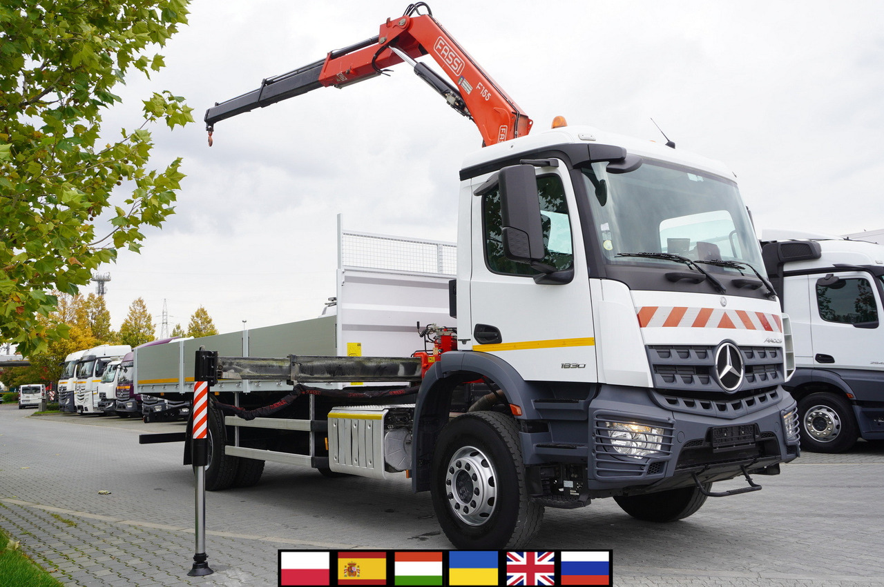 MERCEDES-BENZ Arocs 1830 / Flatbed 16 EPAL / HDS Fassi 155 / Reach 8 m / Load capacity 6160 kg - Crane truck: picture 1 MERCEDES-BENZ Arocs 1830 / Flatbed 16 EPAL / HDS Fassi 155 / Reach 8 m / Load capacity 6160 kg - Crane truck: picture 1