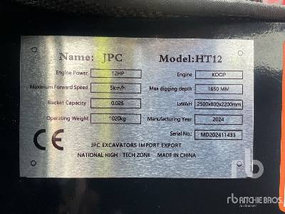 JPC HT12 (Unused) - Mini excavator: picture 5 JPC HT12 (Unused) - Mini excavator: picture 5