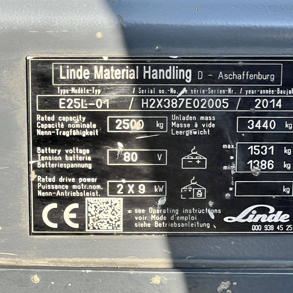 Electric forklift Linde E25L (387): picture 17