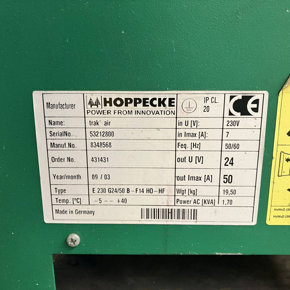 Spare parts for Material handling equipment Hoppecke E230 G24/50B-F14FHO-HF Trak Air: picture 6