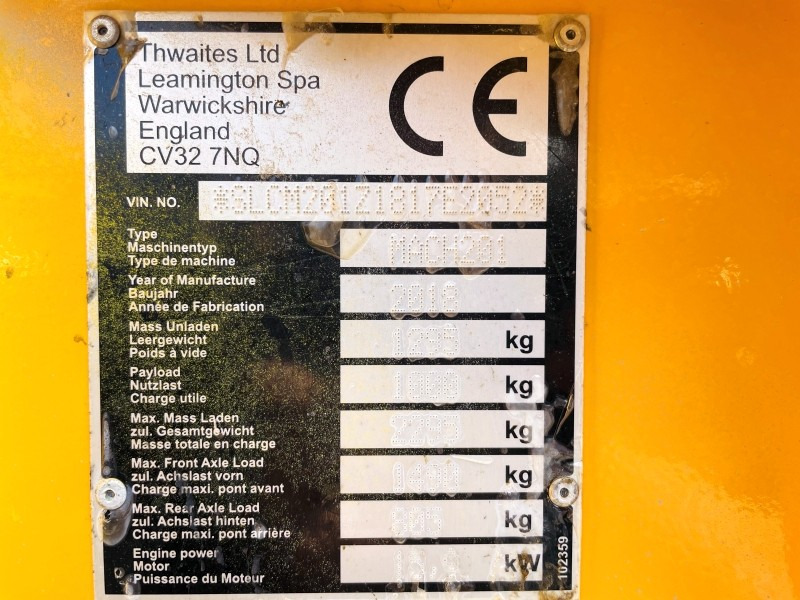Thwaites Mach 201 (3523) - Mini dumper: picture 4 Thwaites Mach 201 (3523) - Mini dumper: picture 4