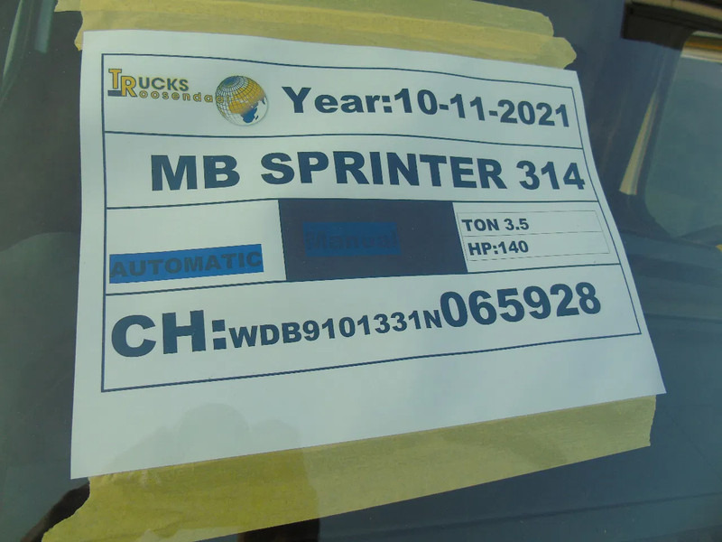 Box van Mercedes-Benz Sprinter 314 + lift: picture 20 Box van Mercedes-Benz Sprinter 314 + lift: picture 20