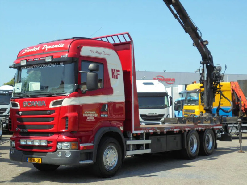 Dropside/ Flatbed truck Scania R730 V8 + Euro 5 + Loglift 115Z + 6X4: picture 9