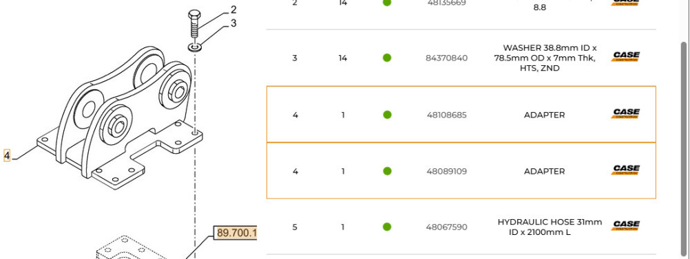 Case 48108685 - Quick coupler for Construction machinery: picture 1 Case 48108685 - Quick coupler for Construction machinery: picture 1
