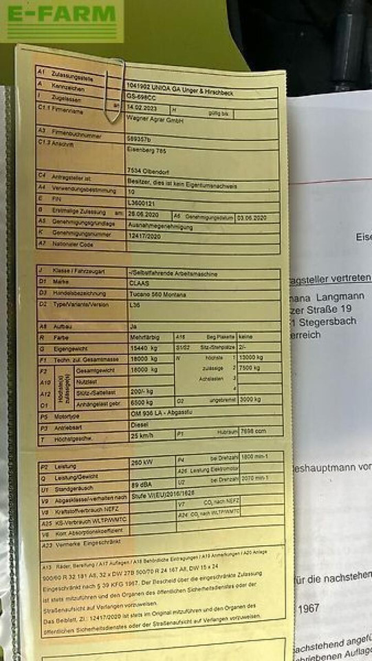 Combine harvester CLAAS tucano 560 montana: picture 18 Combine harvester CLAAS tucano 560 montana: picture 18