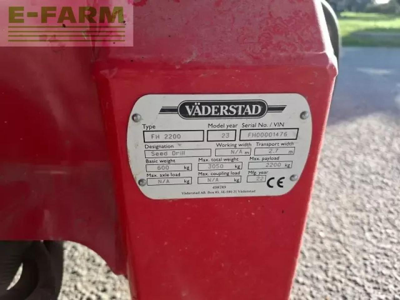 Väderstad fh 2200 - Precision sowing machine: picture 5 Väderstad fh 2200 - Precision sowing machine: picture 5