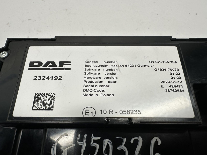 DAF AC, heater control, switch - Dashboard: picture 3 DAF AC, heater control, switch - Dashboard: picture 3
